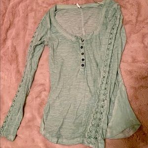 Free People Henley with detailed sleeves